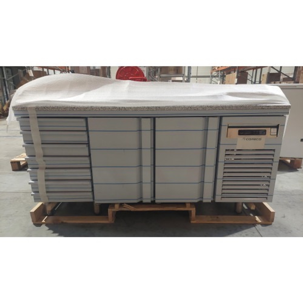 Table à pizza positive - 2 portes + 1 bloc tiroir neutre - GN1/1 - CORECO MFP70-180-7 BA-1 n°1