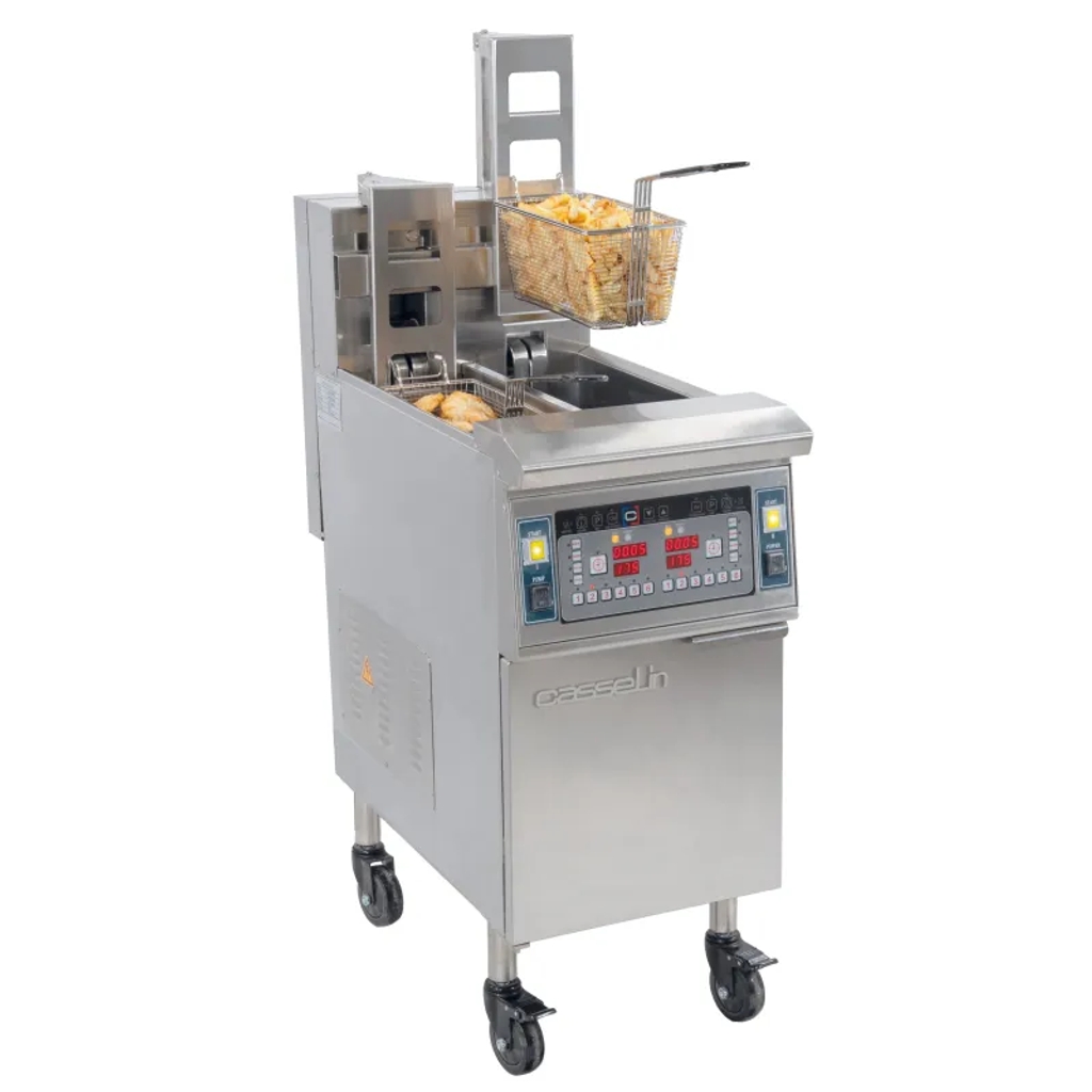 Friteuse électrique avec relevage automatique et filtration - 2x12L - Casselin - CFPRAF212