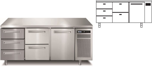 Tour réfrigéré positif - 2 niveaux GN1/1 - 343L - AFINOX SPR+803TN1/RO